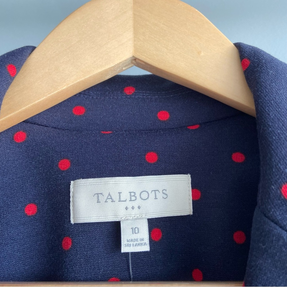 Talbots Navy Blazer with Red Polka Dots - Picture 3 of 8